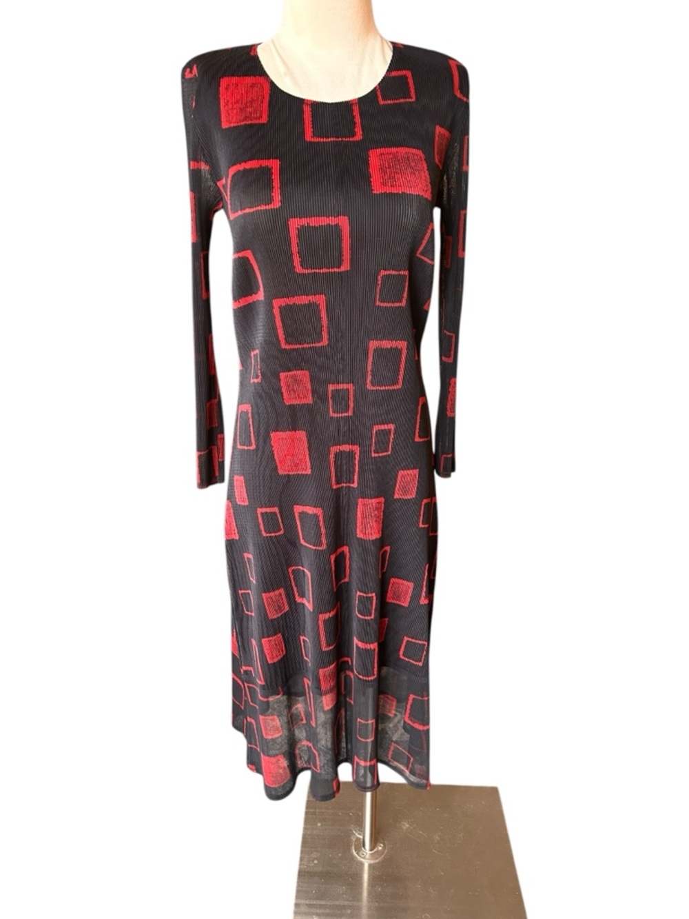 Olivia by Habitat dress Parisian pleats block party rendevous red black artsy S - Picture 2 of 8